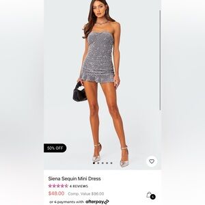 Edikted silver size small Sienna sequin mini dress